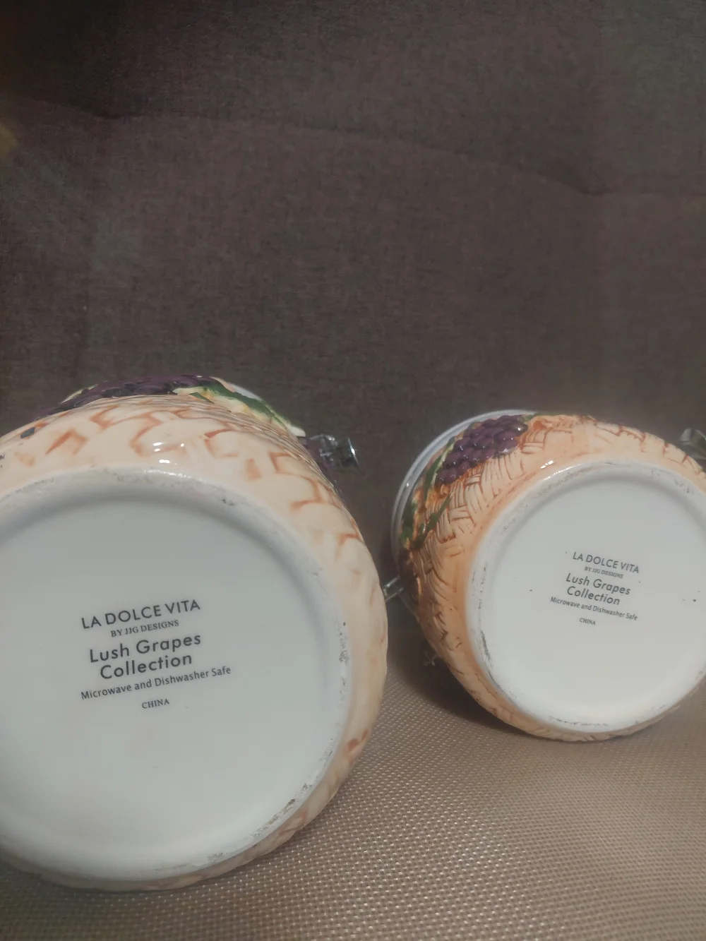 Dolce Vita Purple Grape Ceramic Canister Set with White Lids
